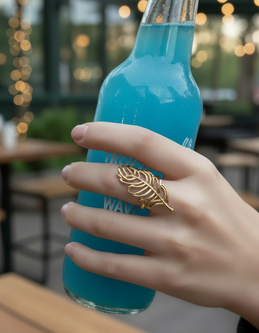 Gold Feather adjustable ring