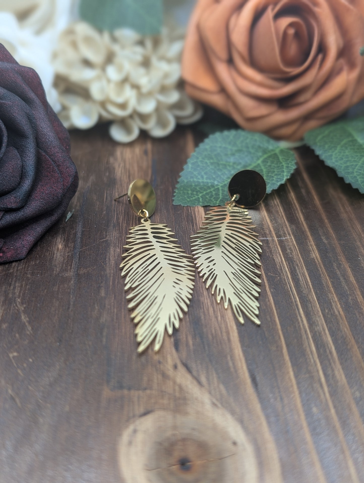 Tarnish Free Feather Drop Earrings