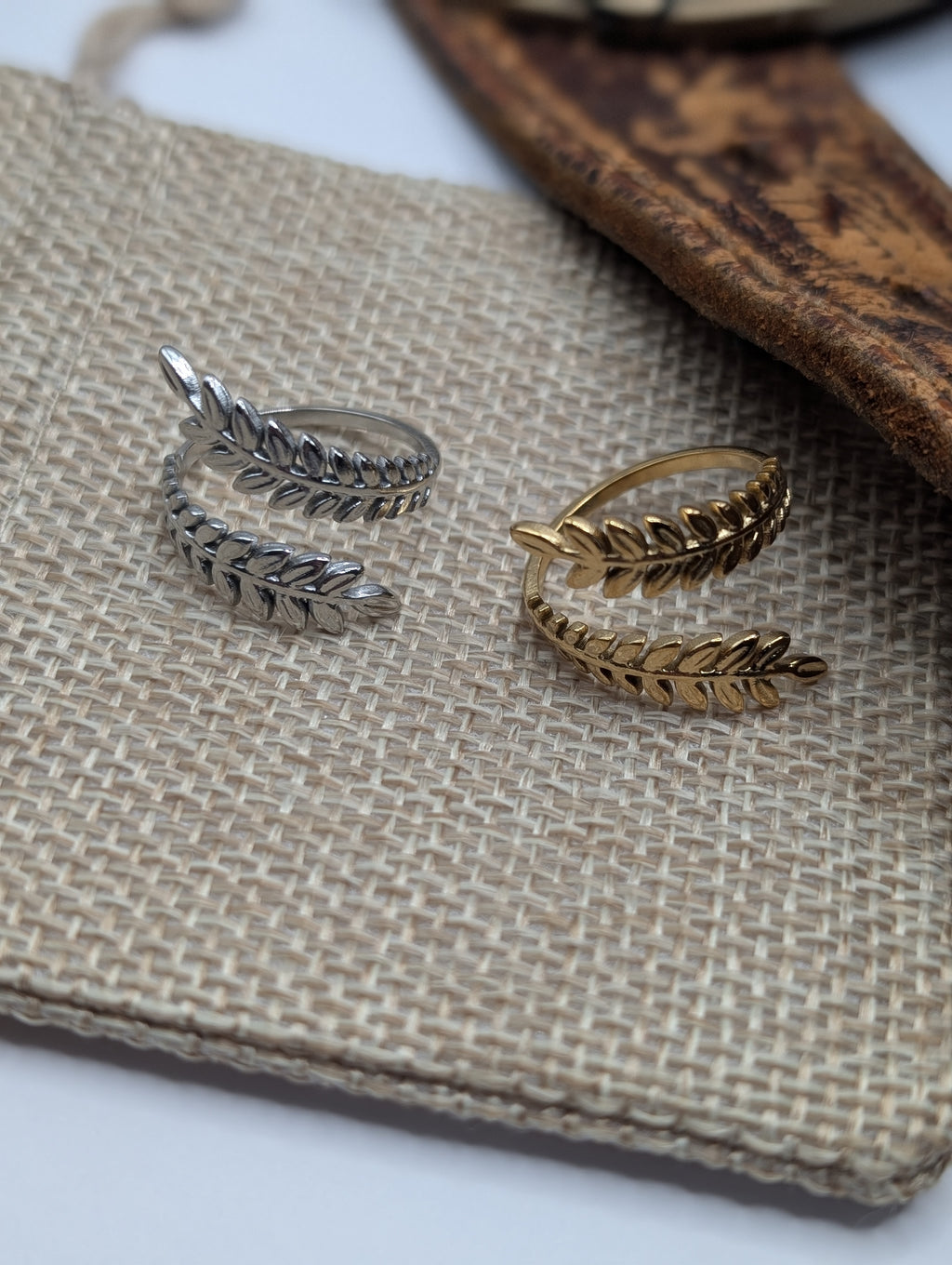 Olive Vine Adjustable Silver & Gold Rings
