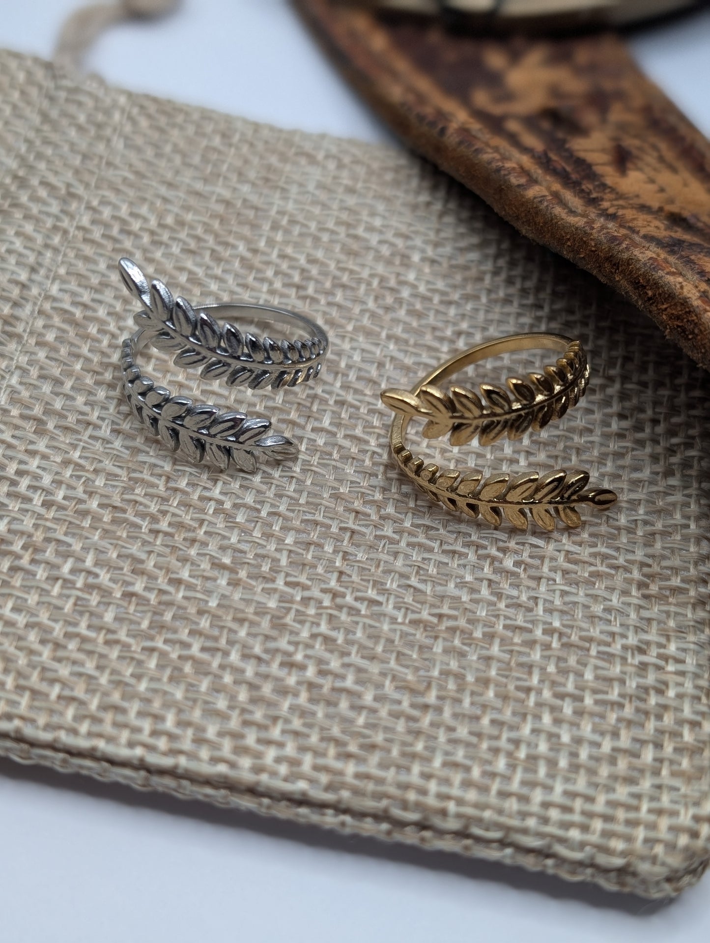 Olive Vine Adjustable Silver & Gold Rings