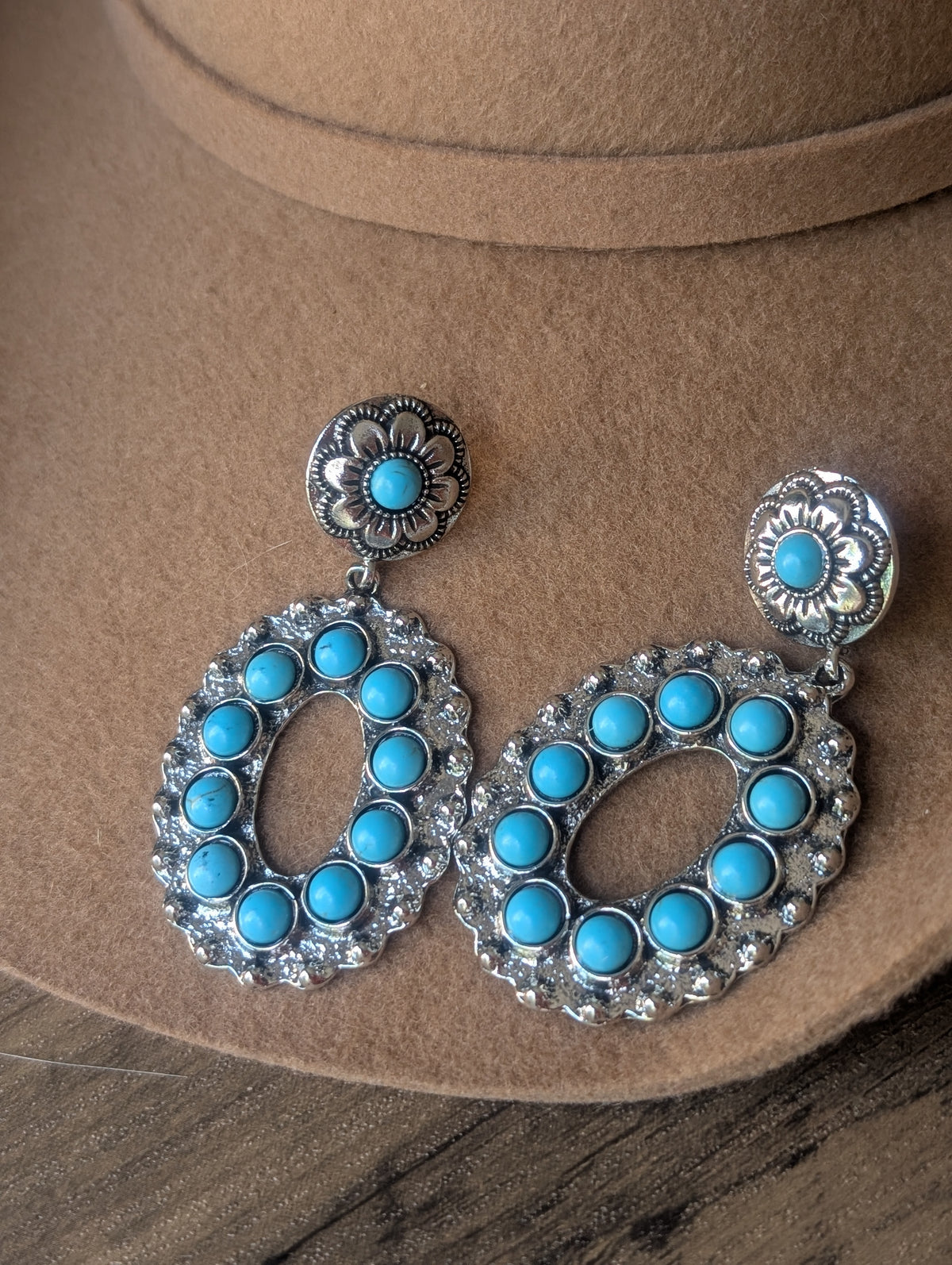 Turquoise Oval Drop Earrings