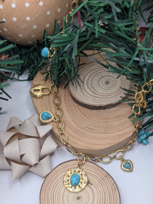 Free Spirit Turquoise Charm Necklace