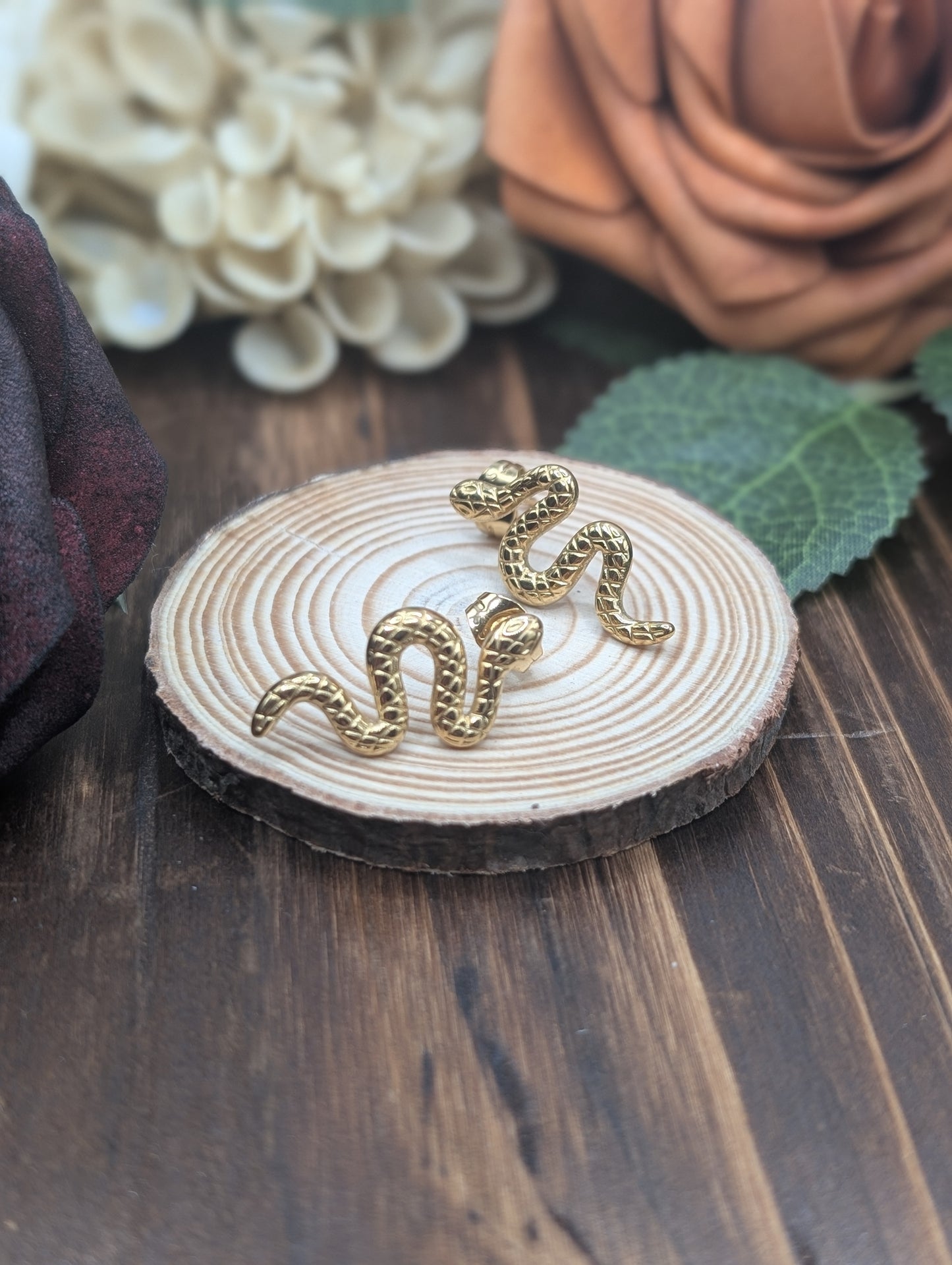 Slither Gold Stud Earrings