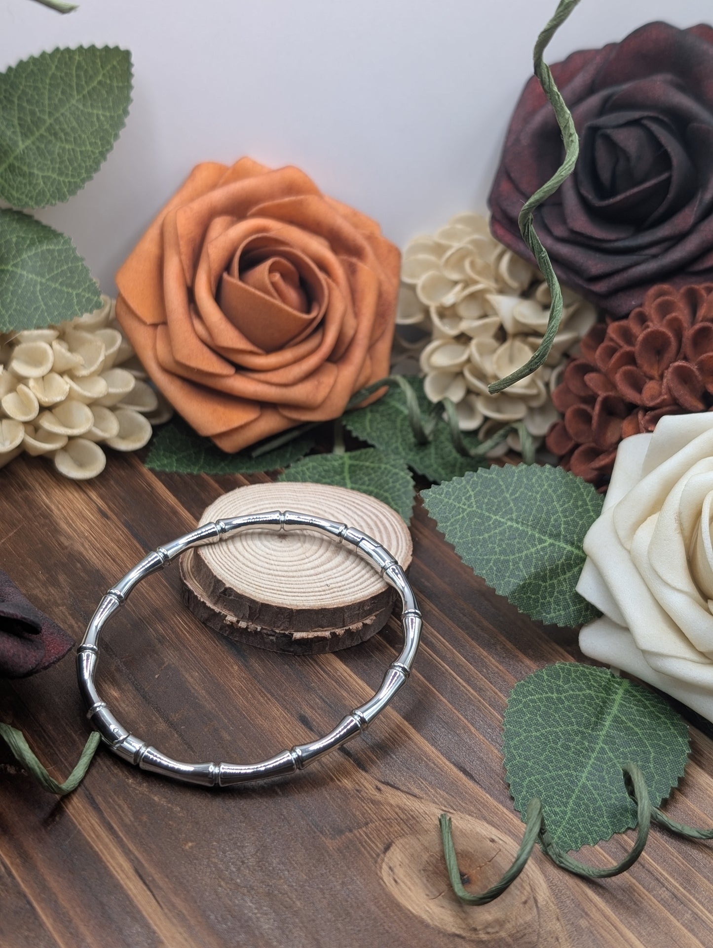 Bamboo Hinged Silver Bangle