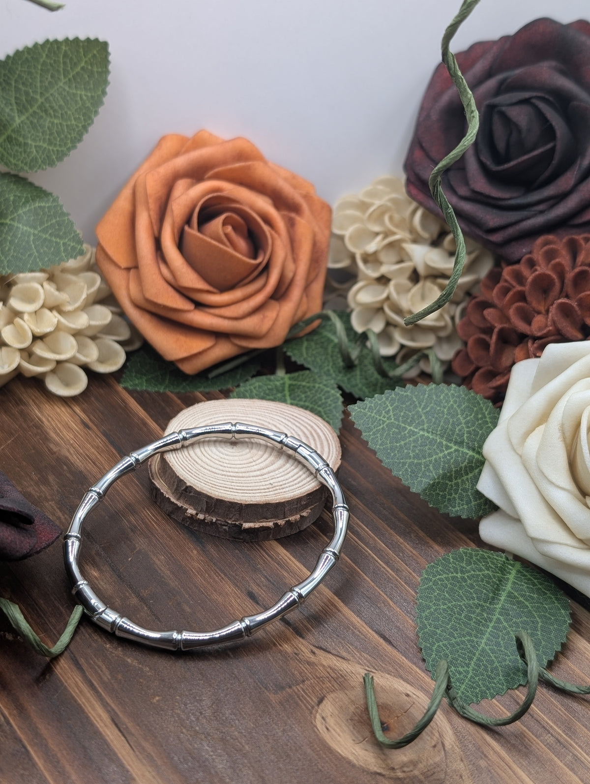 Bamboo Hinged Silver Bangle
