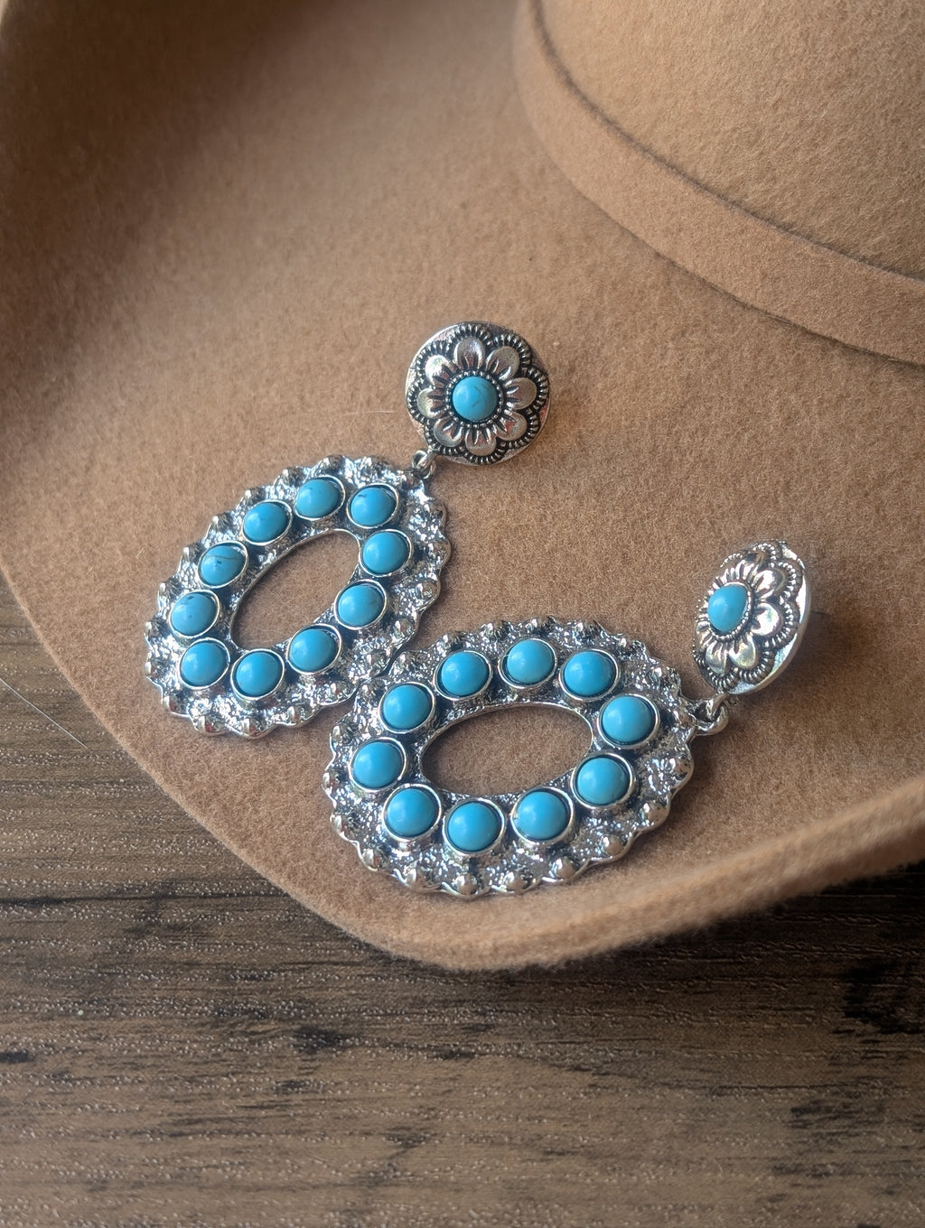 Turquoise Oval Drop Earrings